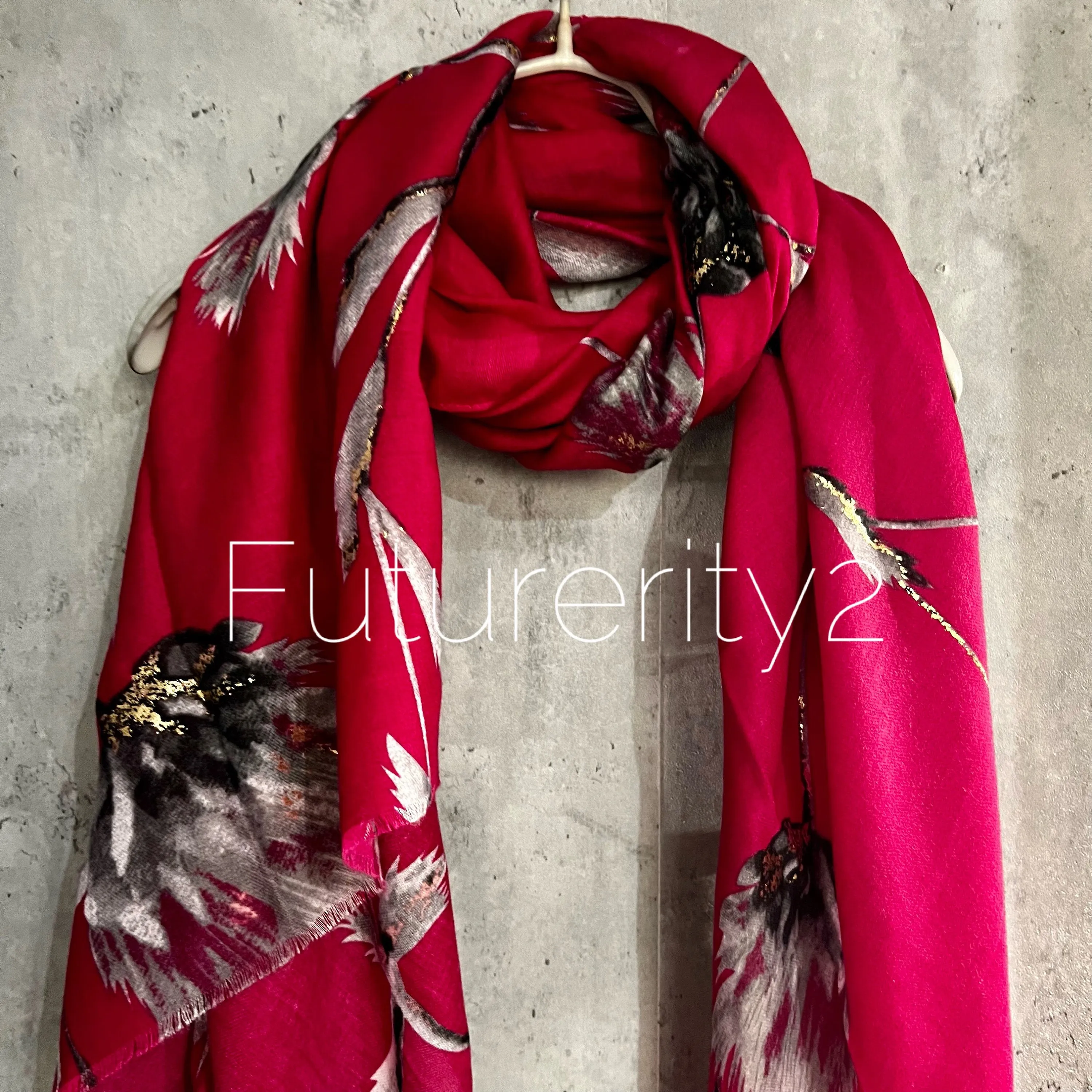 Thistle Flowers Gold Dusk Pink Cotton Scarf/Spring Summer Autumn Scarf/Scarf Women/Gift For Her Birthday Christmas/Gifts For Mum/UK Seller