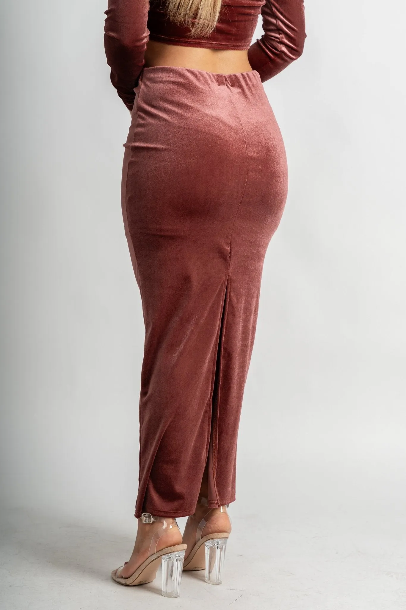Velvet midi skirt mauve