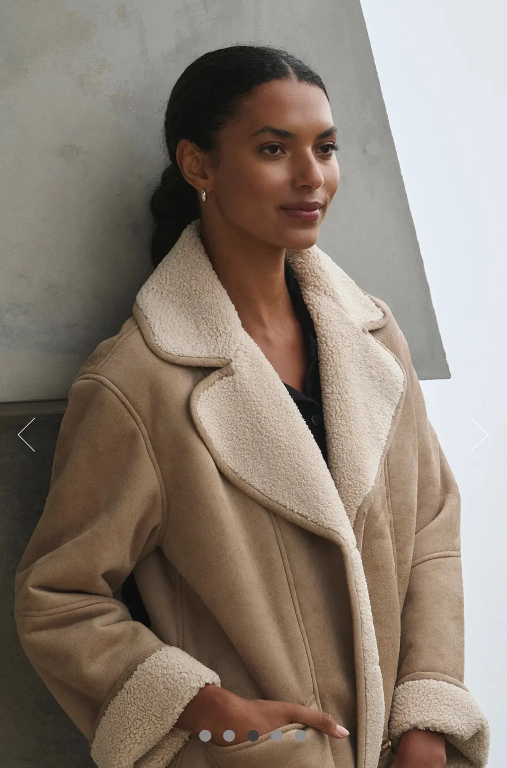 Velvet - Molly - Lux Sherpa Collared Jacket in Sand