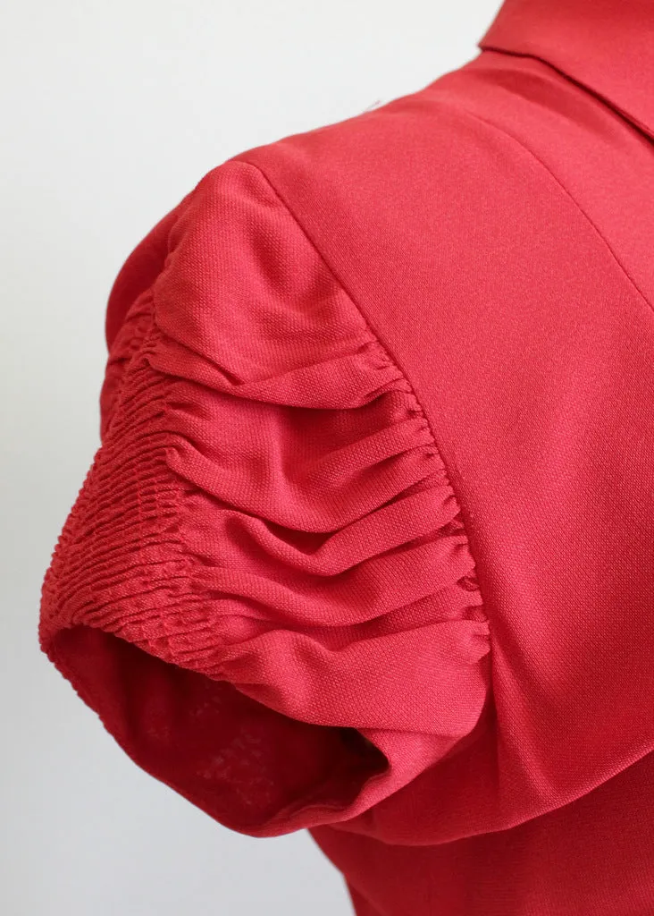 Vintage 1940s Red Crepe Swing Dress