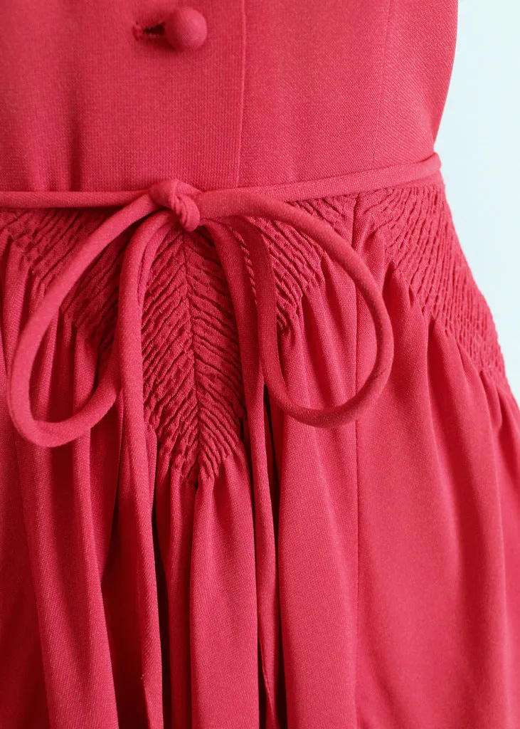 Vintage 1940s Red Crepe Swing Dress