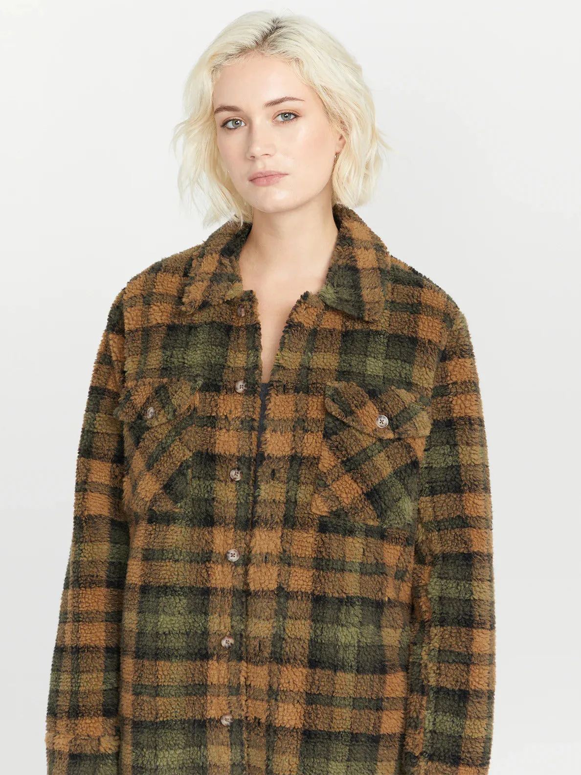 VOLCOM WOMEN'S SILENT SHERPA JACKET - BRONZE