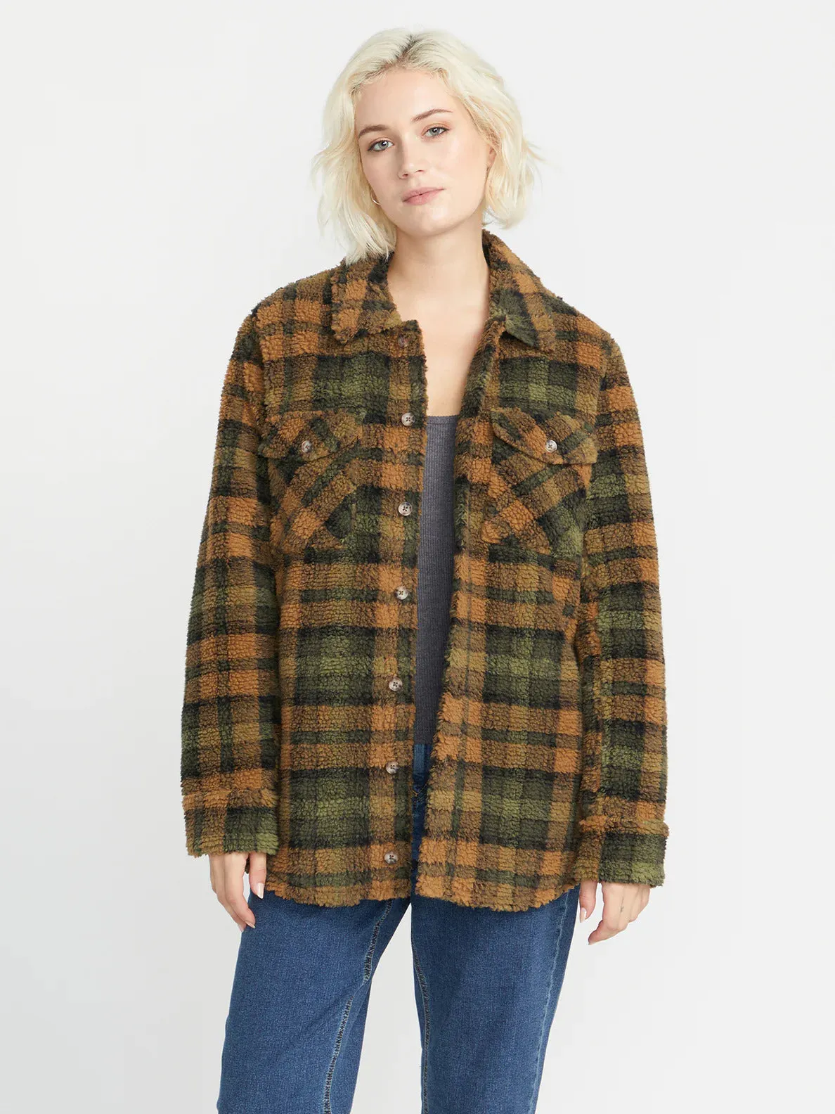 VOLCOM WOMEN'S SILENT SHERPA JACKET - BRONZE