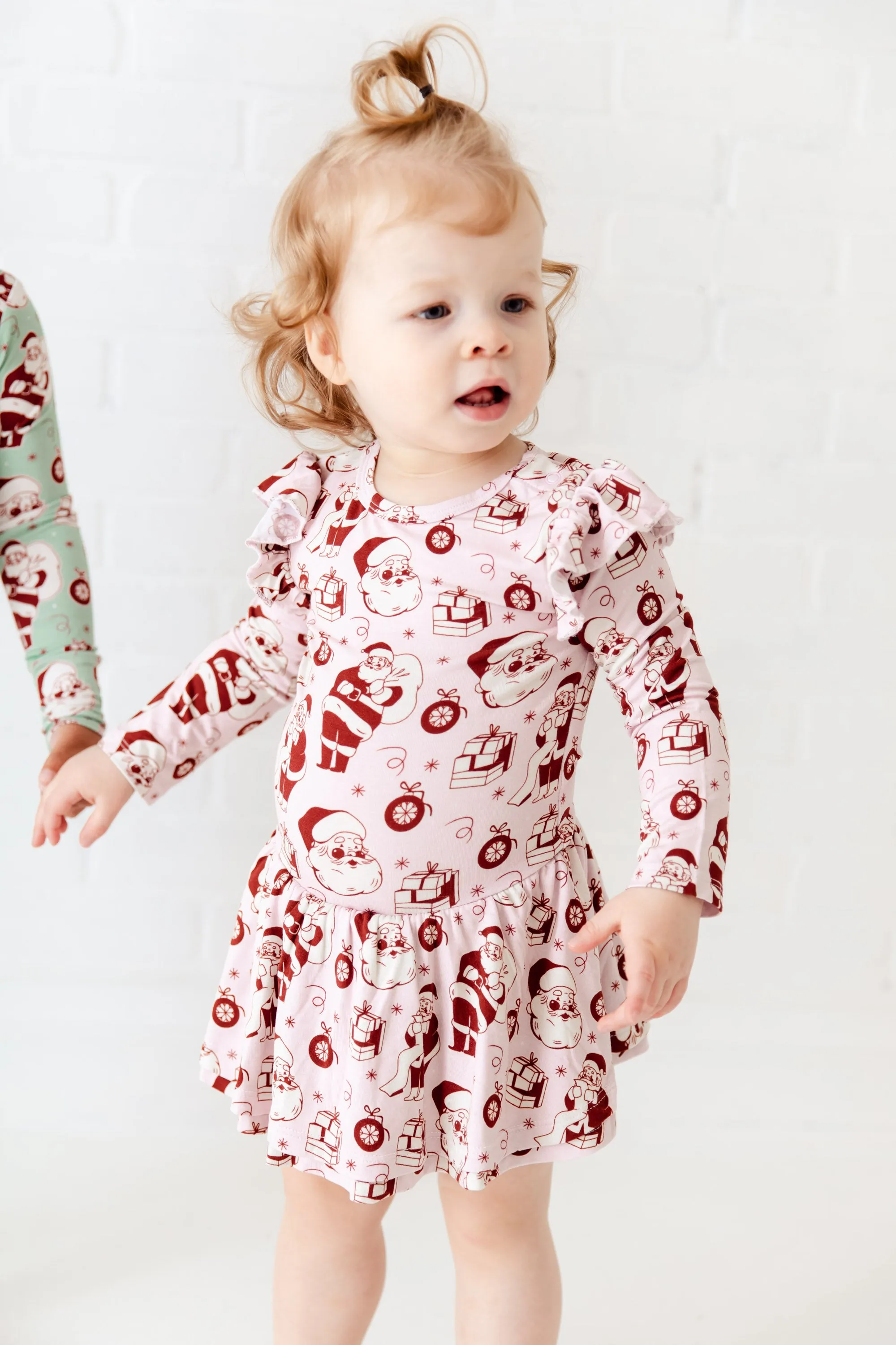 We Believe Long Sleeve Ruffle Romper - Frosty Pink