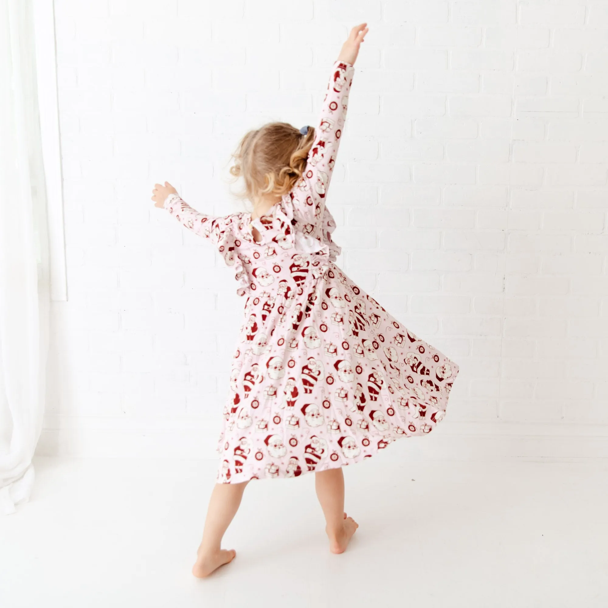 We Believe Long Sleeve Twirler Dress - Frosty Pink