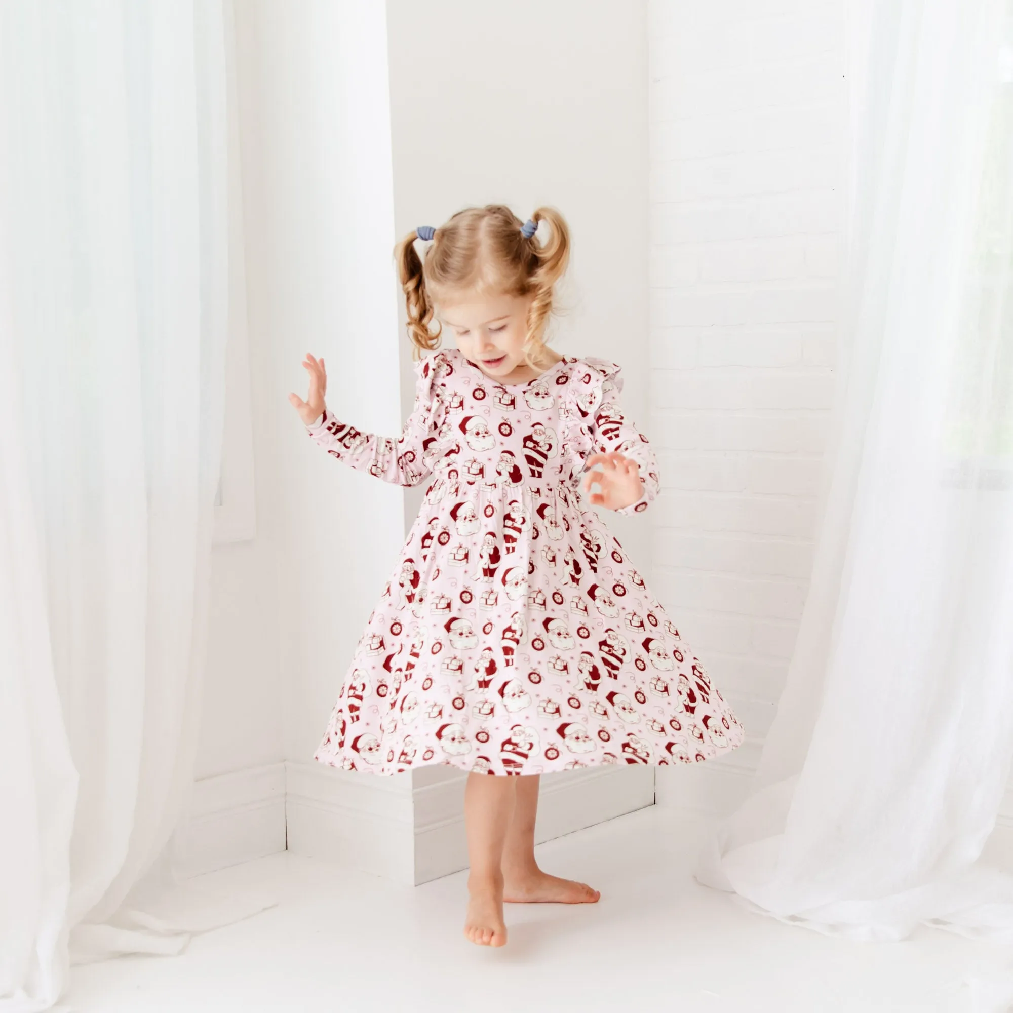 We Believe Long Sleeve Twirler Dress - Frosty Pink