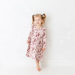 We Believe Long Sleeve Twirler Dress - Frosty Pink