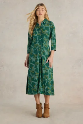White Stuff Rua Jersey Green Mlt Shirt Dress