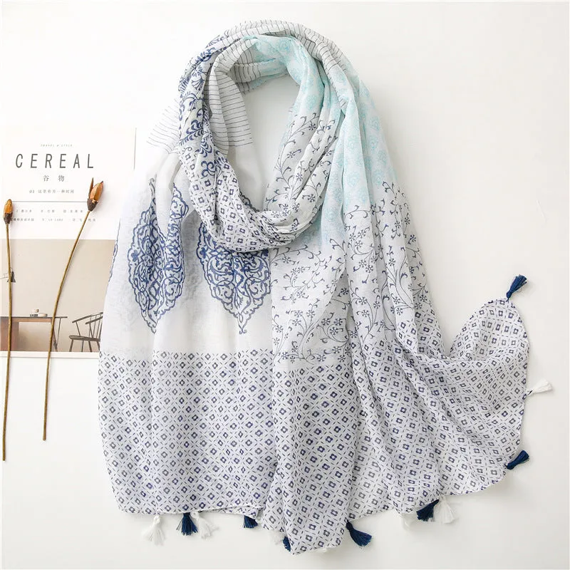 Women Lightweight Colorful Spring Summer Neck Scarf Shawl and Wrap