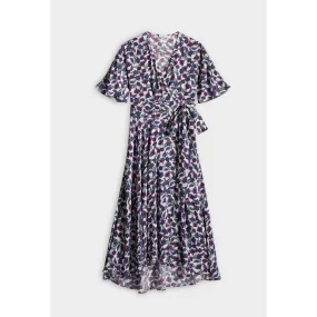 Women Wrap Midi Dress - Light Print