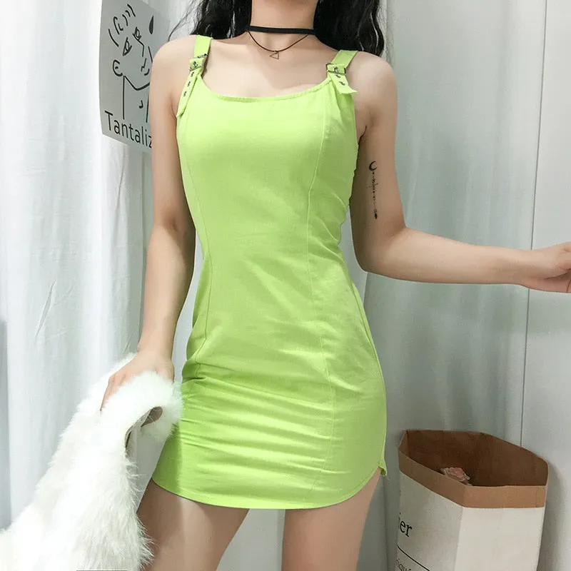 Women's Sleeveless Solid Slim Mini Dress