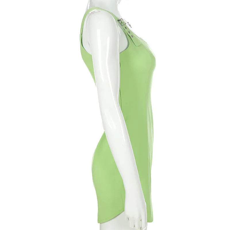 Women's Sleeveless Solid Slim Mini Dress