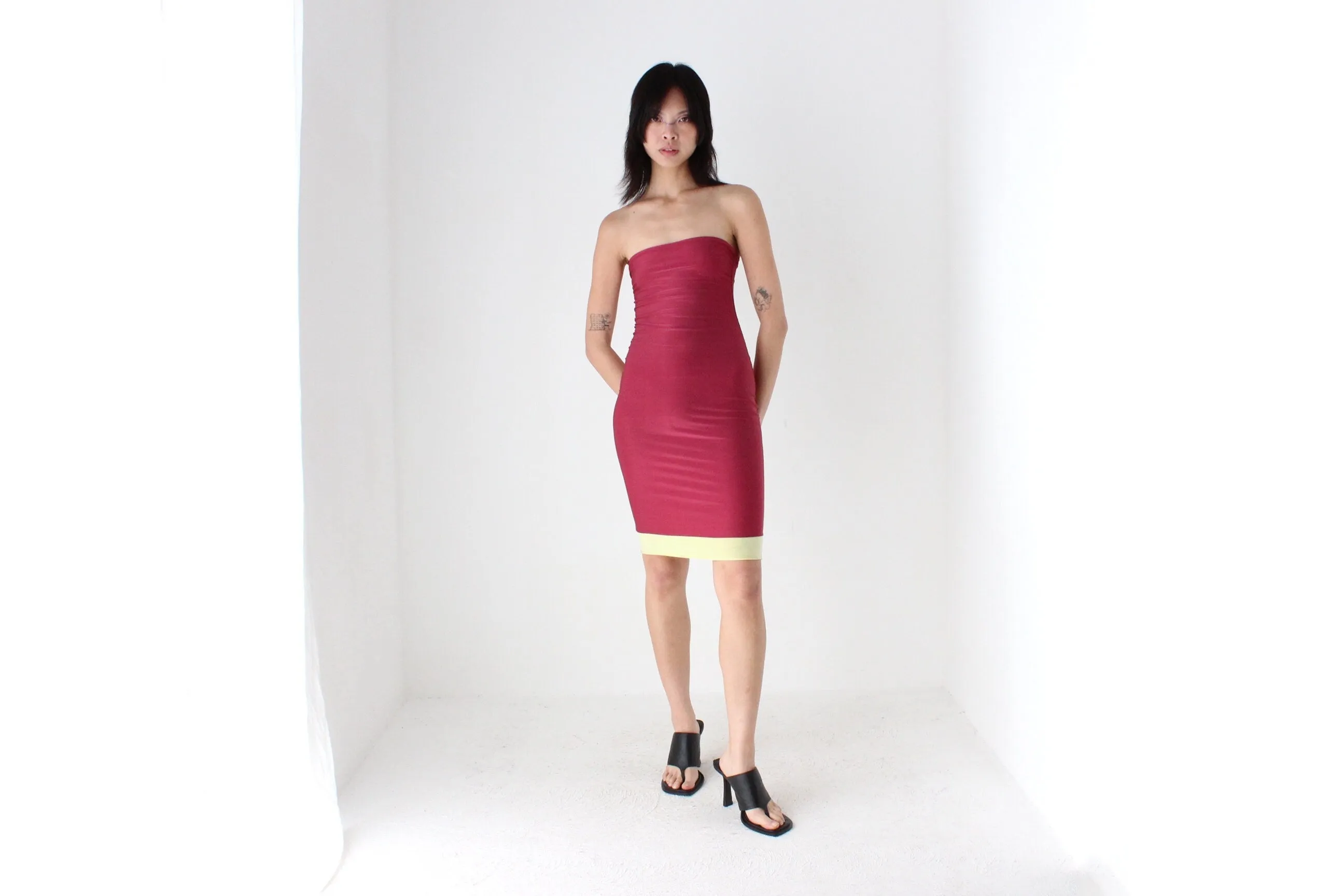 Y2K Double Layer Lycra Mini Bodycon Dress